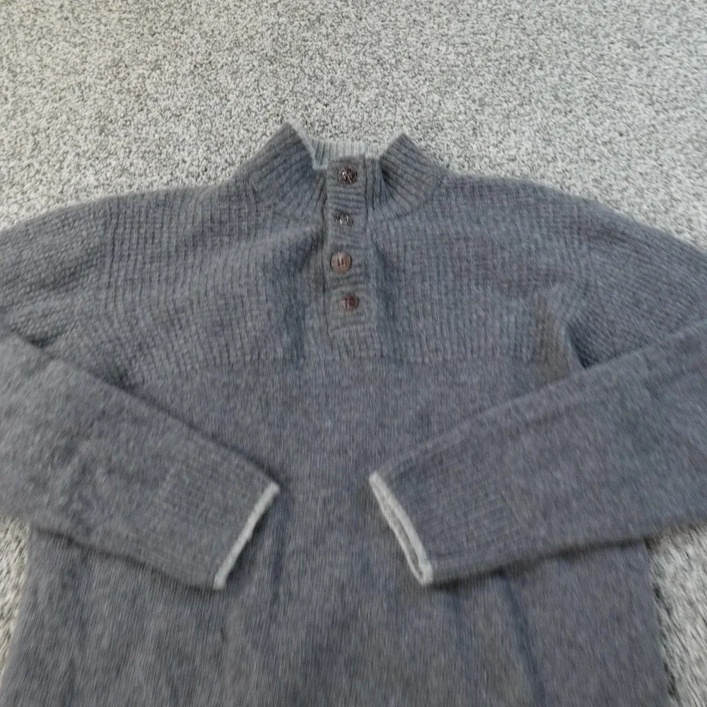 Daniele Blasi Sweater Mens L Gray Wool Henley Waffle Knit Thermal Pullover Italy